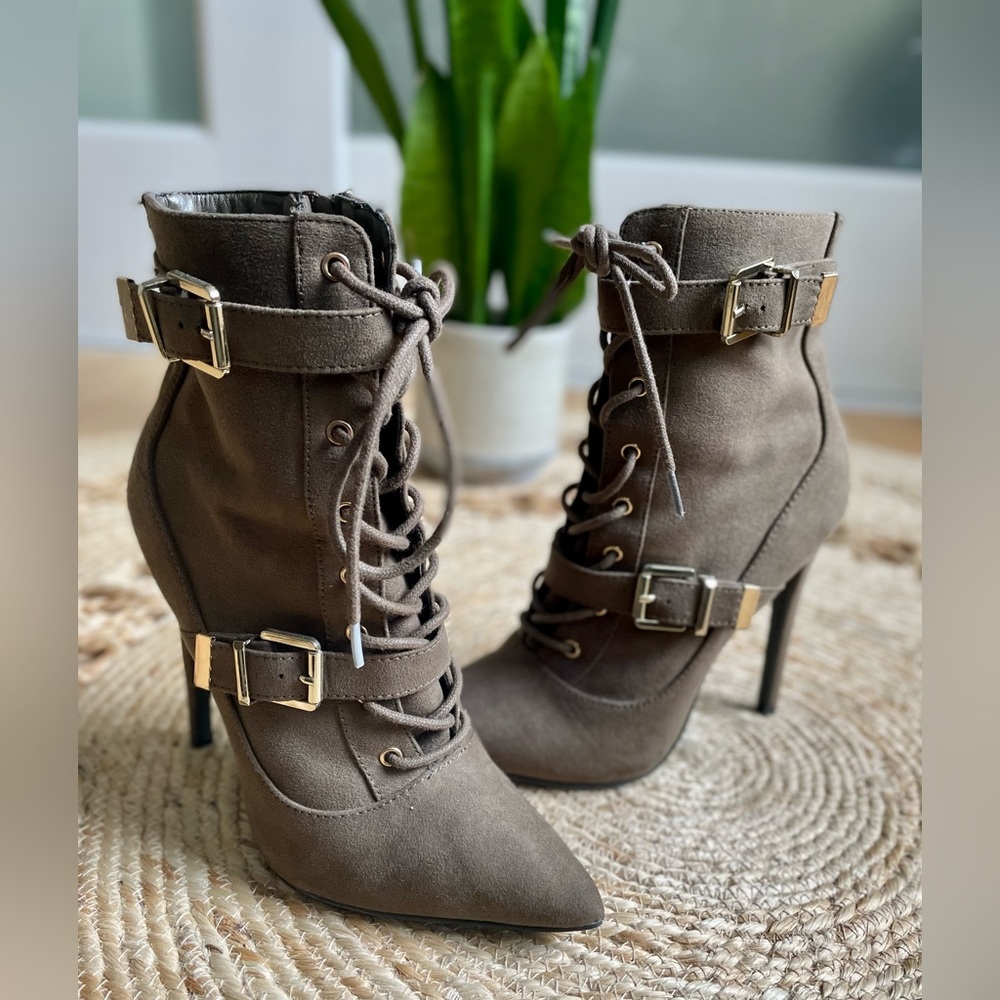 Olive Green stiletto boots